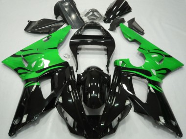 Black Flame & Green Yamaha R1 Fairings 2000-2001 Outlets