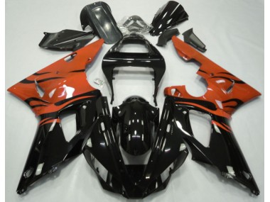 Black Flame & Orange Yamaha R1 Fairings 2000-2001 Outlets