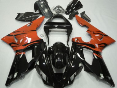 Black Flame & Orange Yamaha R1 Fairings 2000-2001 Outlets
