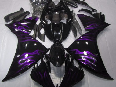 Black & Purple Flame Yamaha R1 Fairings 2009-2012 Outlets