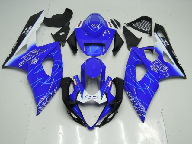 Blue and White Corona Suzuki GSXR 1000 Fairings 2005-2006 Outlets Blue and White Corona Suzuki GSXR 1000 Fairings 2005-2006 Outlets