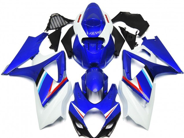 Blue and White Gloss with Light Blue and Red Decal Suzuki GSXR 1000 Fairings 2007-2008 Outlets Blue and White Gloss with Light Blue and Red Decal Suzuki GSXR 1000 Fairings 2007-2008 Outlets