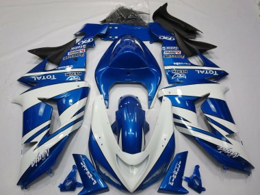 Blue White Ninja Kawasaki ZX10R Fairings 2006-2007 Outlets
