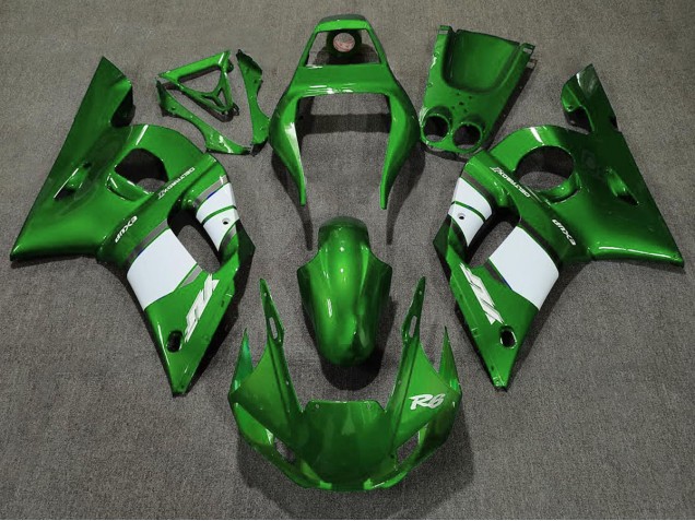 Deep Green & White Yamaha R6 Fairings 1998-2002 Outlets Deep Green & White Yamaha R6 Fairings 1998-2002 Outlets