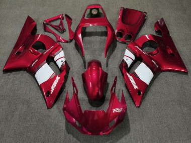 Deep Red & White Yamaha R6 Fairings 1998-2002 Outlets