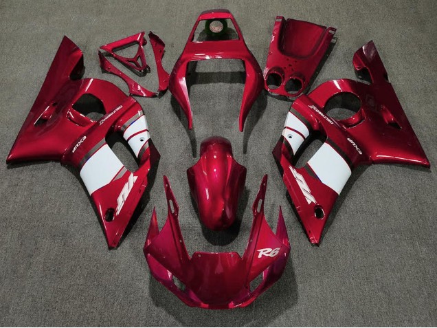 Deep Red & White Yamaha R6 Fairings 1998-2002 Outlets Deep Red & White Yamaha R6 Fairings 1998-2002 Outlets