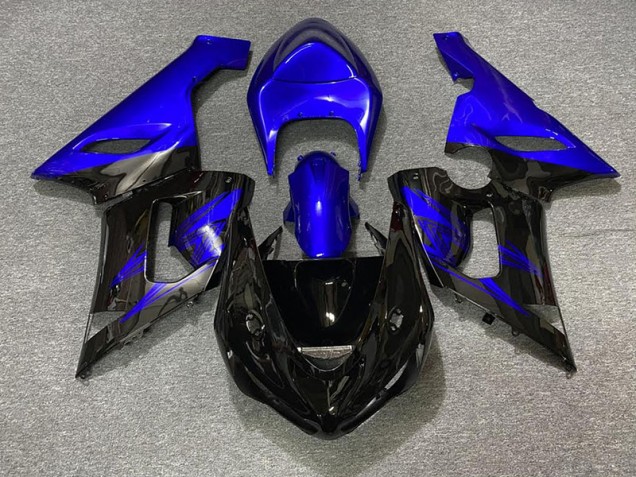 Gloss Black and Blue Kawasaki ZX6R Fairings 2005-2006 Outlets Gloss Black and Blue Kawasaki ZX6R Fairings 2005-2006 Outlets
