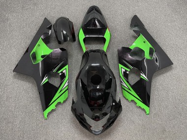 Gloss Black and Green Suzuki GSXR 600-750 Fairings 2004-2005 Outlets