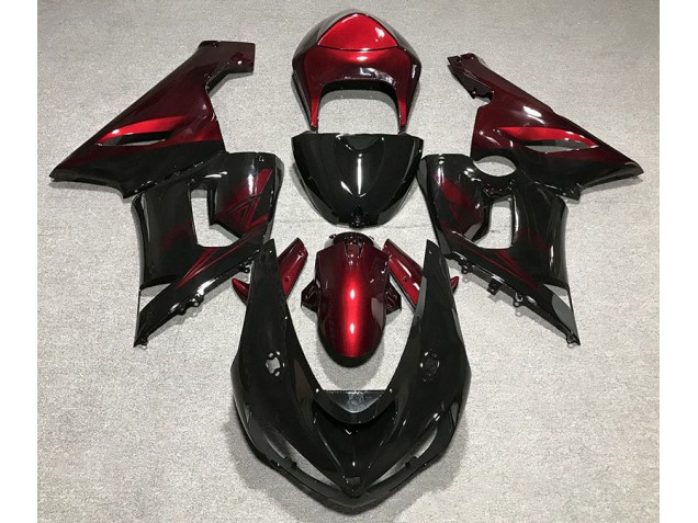 Gloss Black and Red Kawasaki ZX6R Fairings 2005-2006 Outlets Gloss Black and Red Kawasaki ZX6R Fairings 2005-2006 Outlets