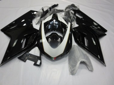 Gloss Black and White Ducati 848 1098 1198 Fairings 2007-2012 Outlets