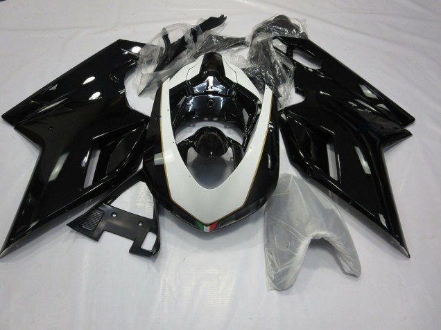 Gloss Black and White Ducati 848 1098 1198 Fairings 2007-2012 Outlets Gloss Black and White Ducati 848 1098 1198 Fairings 2007-2012 Outlets