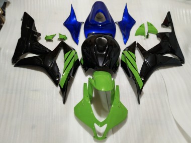 Gloss Black & Green and Blue Accents Honda CBR600RR Fairings 2007-2008 Outlets