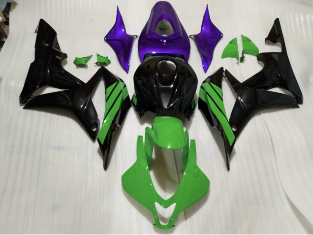 Gloss Black & Green and Purple Accents Honda CBR600RR Fairings 2007-2008 Outlets Gloss Black & Green and Purple Accents Honda CBR600RR Fairings 2007-2008 Outlets