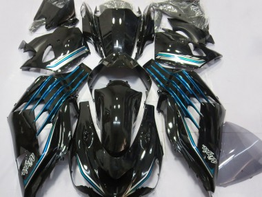 Gloss Black & Light Blue Kawasaki ZX14R Fairings 2012-2019 Outlets