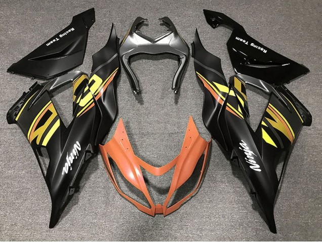 Gloss Black & Orange Kawasaki ZX6R Fairings 2013-2018 Outlets