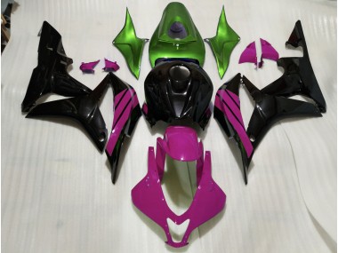 Gloss Black & Pink and Green Accents Honda CBR600RR Fairings 2007-2008 Outlets