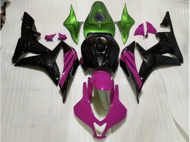 Gloss Black & Pink and Green Accents Honda CBR600RR Fairings 2007-2008 Outlets Gloss Black & Pink and Green Accents Honda CBR600RR Fairings 2007-2008 Outlets