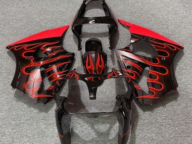 Gloss Black & Red Flame Kawasaki ZX6R Fairings 2000-2002 Outlets