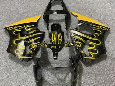 Gloss Black & Yellow Flame Kawasaki ZX6R Fairings 2000-2002 Outlets