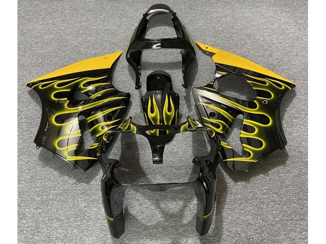 Gloss Black & Yellow Flame Kawasaki ZX6R Fairings 2000-2002 Outlets Gloss Black & Yellow Flame Kawasaki ZX6R Fairings 2000-2002 Outlets