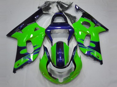 Gloss Green and Blue Suzuki GSXR 600-750 Fairings 2001-2003 Outlets