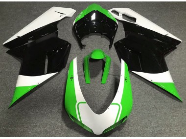 Gloss Green White and Black Ducati 848 1098 1198 Fairings 2007-2012 Outlets