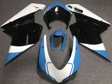 Gloss Light Blue White and Black Ducati 848 1098 1198 Fairings 2007-2012 Outlets