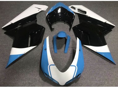 Gloss Light Blue White and Black Ducati 848 1098 1198 Fairings 2007-2012 Outlets
