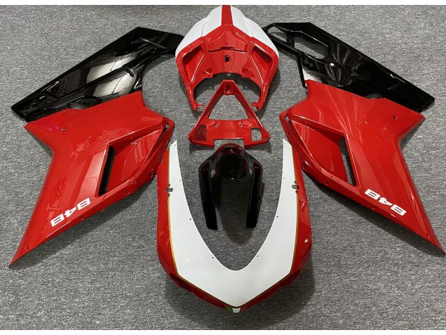 Gloss Red & White (848 Sticker) Ducati 848 1098 1198 Fairings 2007-2012 Outlets