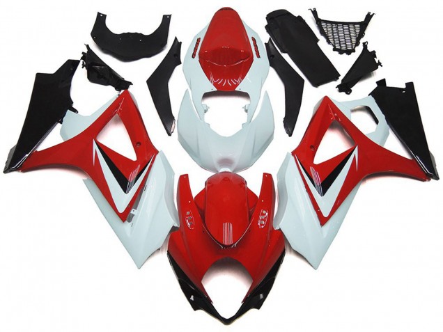 Gloss Red with White OEM Style Suzuki GSXR 1000 Fairings 2007-2008 Outlets Gloss Red with White OEM Style Suzuki GSXR 1000 Fairings 2007-2008 Outlets