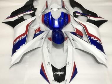 Gloss White and Deep Blue Yamaha R6 Fairings 2017-2019 Outlets