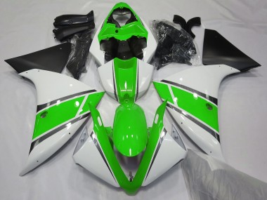 Gloss White and Green Yamaha R1 Fairings 2009-2012 Outlets