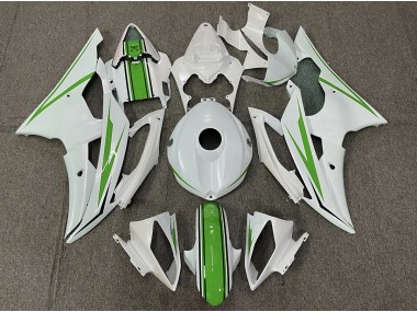 Gloss White and Green Yamaha R6 Fairings 2008-2016 Outlets