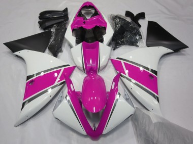 Gloss White and Pink Yamaha R1 Fairings 2009-2012 Outlets