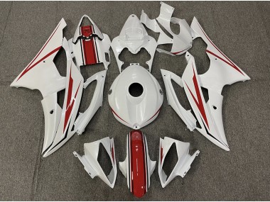 Gloss White and Red Yamaha R6 Fairings 2008-2016 Outlets