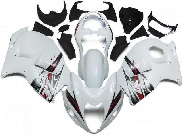 Gloss White and Silver Style Suzuki GSXR 1300 Fairings 1997-2007 Outlets Gloss White and Silver Style Suzuki GSXR 1300 Fairings 1997-2007 Outlets