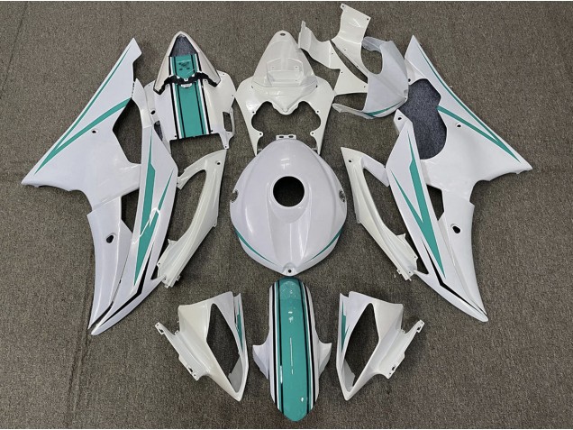 Gloss White and Teal Yamaha R6 Fairings 2008-2016 Outlets Gloss White and Teal Yamaha R6 Fairings 2008-2016 Outlets