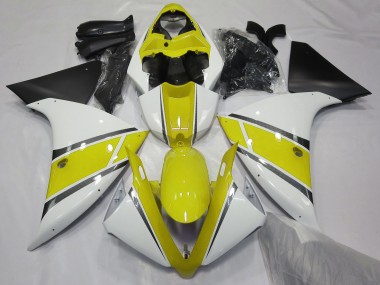 Gloss White and Yellow Yamaha R1 Fairings 2009-2012 Outlets