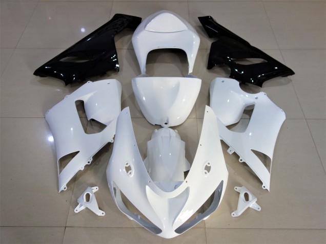 Gloss White & Black Kawasaki ZX6R Fairings 2005-2006 Outlets