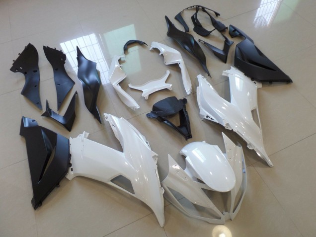Gloss White Black Kawasaki ZX6R Fairings 2013-2018 Outlets Gloss White Black Kawasaki ZX6R Fairings 2013-2018 Outlets