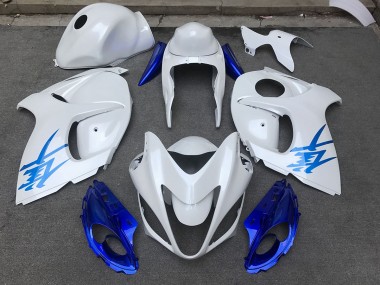 Gloss White & Blue Suzuki GSXR 1300 Fairings 2008-2019 Outlets