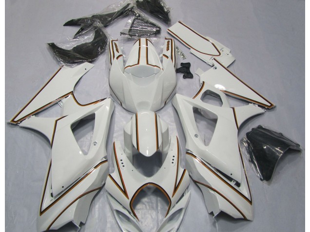 Gloss White Orange Pin Stripe Suzuki GSXR 1000 Fairings 2007-2008 Outlets Gloss White Orange Pin Stripe Suzuki GSXR 1000 Fairings 2007-2008 Outlets