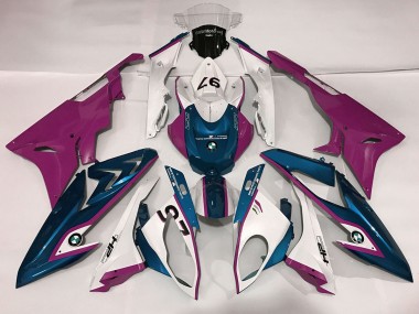 Gloss White & Pink and Blue BMW S1000RR Fairings 2009-2018 Outlets