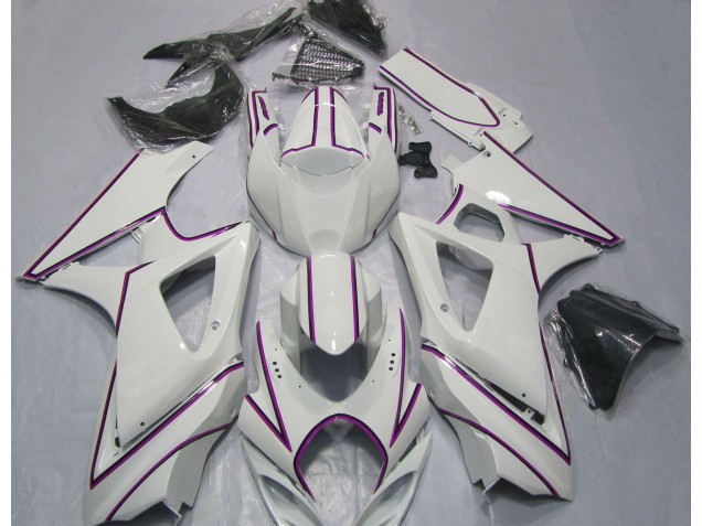 Gloss White Pink Pin Stripe Suzuki GSXR 1000 Fairings 2007-2008 Outlets Gloss White Pink Pin Stripe Suzuki GSXR 1000 Fairings 2007-2008 Outlets