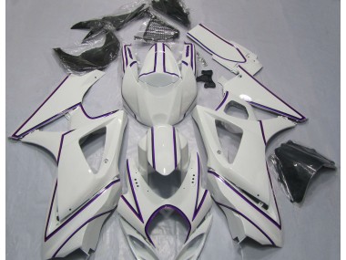 Gloss White Purple Pin Stripe Suzuki GSXR 1000 Fairings 2007-2008 Outlets