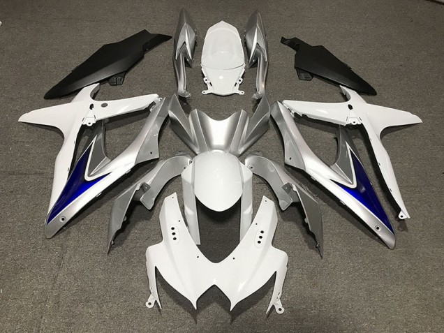 Gloss White With Silver and blue Matte Black Lower Suzuki GSXR 600-750 Fairings 2008-2010 Outlets Gloss White With Silver and blue Matte Black Lower Suzuki GSXR 600-750 Fairings 2008-2010 Outlets