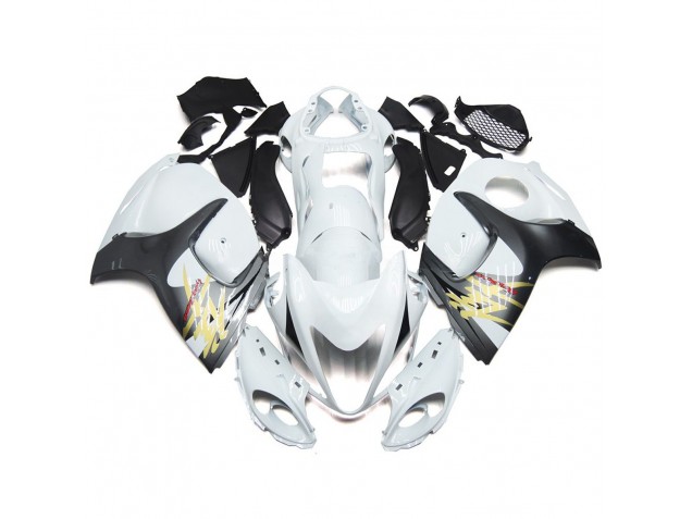 Gloss White with Silver Style Suzuki GSXR 1300 Fairings 2008-2019 Outlets Gloss White with Silver Style Suzuki GSXR 1300 Fairings 2008-2019 Outlets