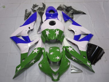Green and Blue Stars and Stripes Honda CBR600RR Fairings 2007-2008 Outlets