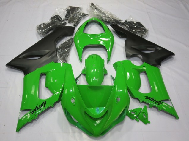 Green Black Kawasaki ZX6R Fairings 2005-2006 Outlets