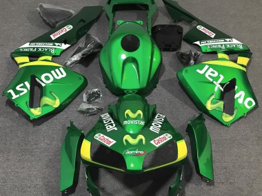 Green Movistar Honda CBR600RR Fairings 2003-2004 Outlets